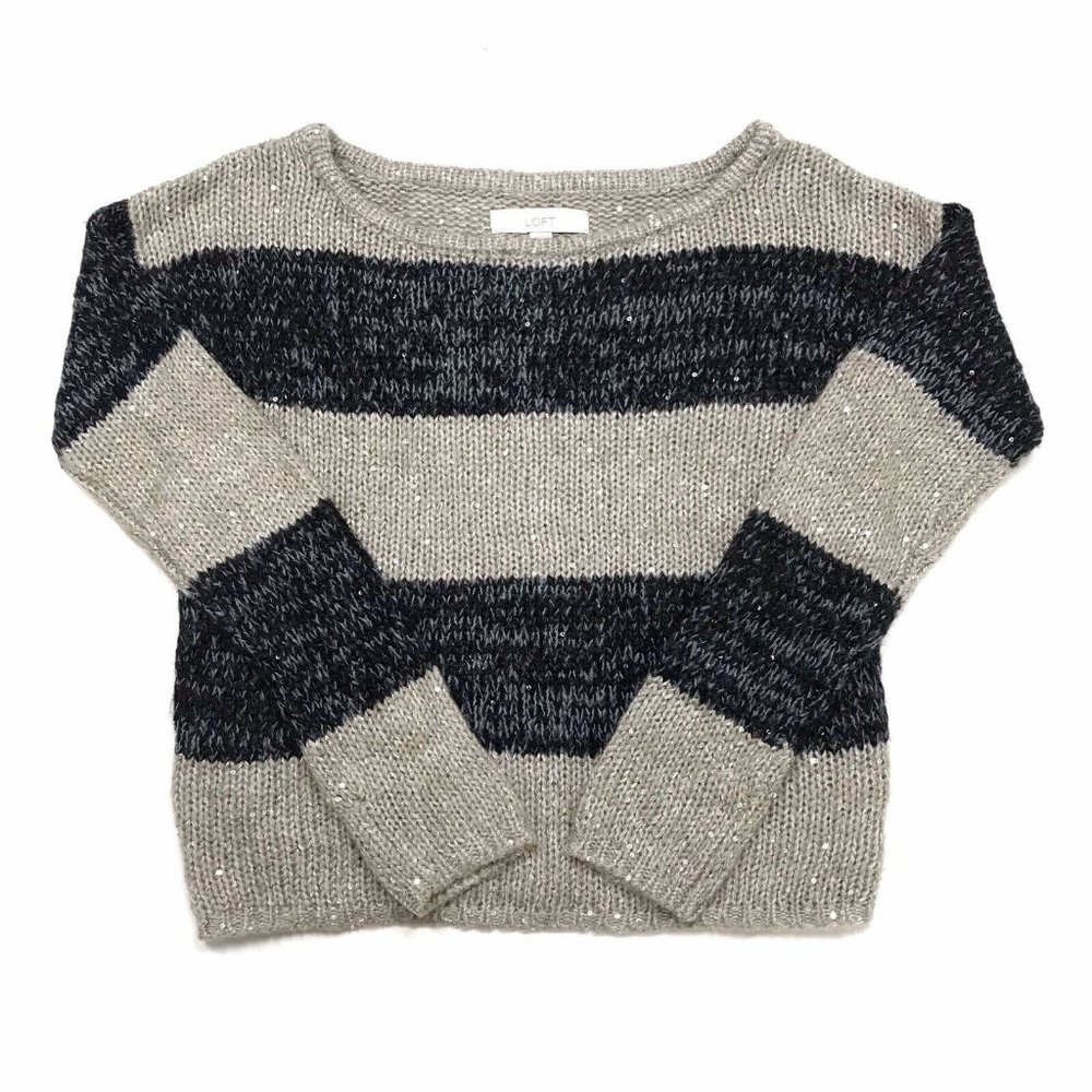 Ann Taylor Loft Striped Sequin Knit Sweater
